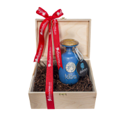 Wooden Gift Box Extra Virgin Olive Oil from Galani Metagitsiou in Handmade Ceramic Bottle (500ml) - "klēa"