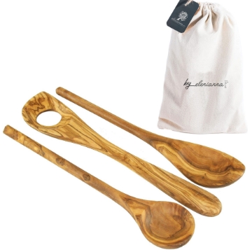 Handcrafted Olive Wood 3 Spoon Sets Handcrafted Olive Wood 3 Spoon Sets