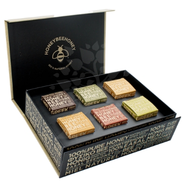 Coffret cadeau de miel grec - Assortiment de luxe brut: Pin, Sapin, Orange et plus encore, 6 x 50g