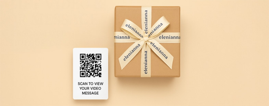 Vidéo cadeau et message QR : Cadeaux personnalisés avec ruban logo personnalisé par elenianna