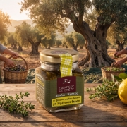 Escargot De Crete Snail Fillets in Cretan Olive Oil with Lemon and Thyme - 90g Jar on a clean ecommerce background