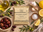 Navarino Icons Kalamata Olives Pitted in Extra Virgin Olive Oil, 30g on a clean ecommerce background