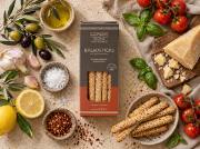 Navarino Icons Spicy Bukovo Sourdough Breadsticks with Sesame, 130g on a clean ecommerce background