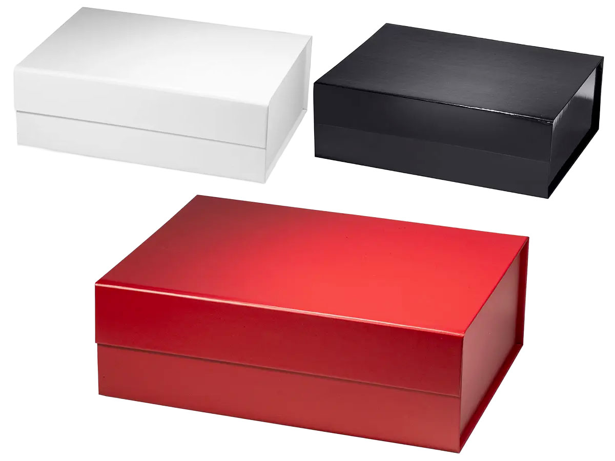 Coffrets cadeaux de luxe à fermeture magnétique en trois couleurs